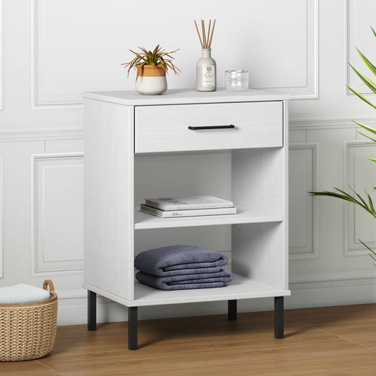 Konsolenschrank OSLO mit Metallbeinen Weiß Massivholz Kiefer - Pazzar.ch