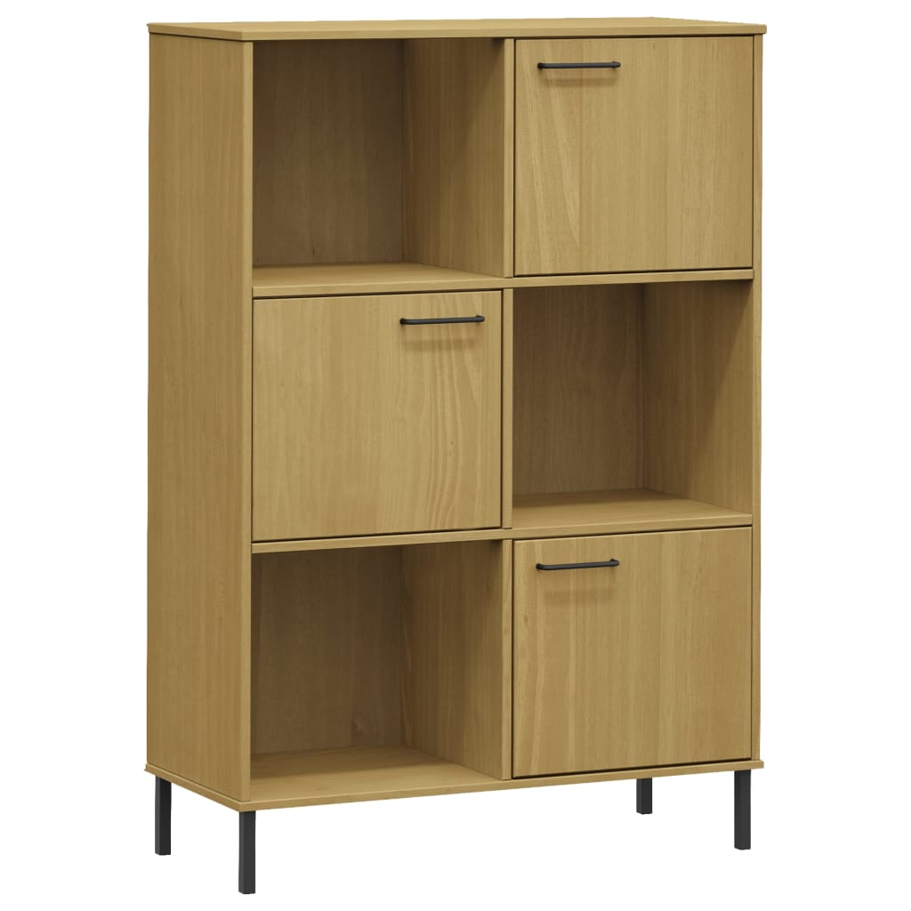 Bücherregal OSLO Metallbeine Braun 90x35x128,5 cm Massivholz - Pazzar.ch