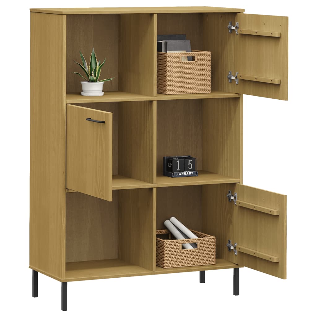 Bücherregal OSLO Metallbeine Braun 90x35x128,5 cm Massivholz - Pazzar.ch