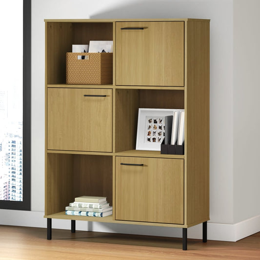 Bücherregal OSLO Metallbeine Braun 90x35x128,5 cm Massivholz - Pazzar.ch