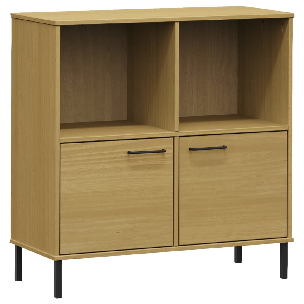 Bücherregal OSLO mit Metallbeinen Braun 90x35x90,5cm Massivholz - Pazzar.ch