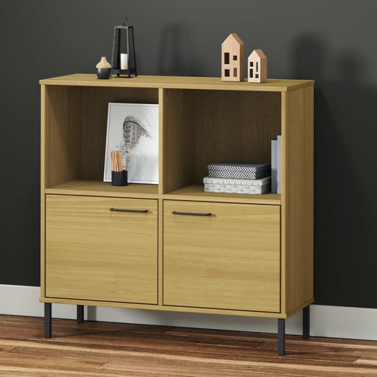 Bücherregal OSLO mit Metallbeinen Braun 90x35x90,5cm Massivholz - Pazzar.ch