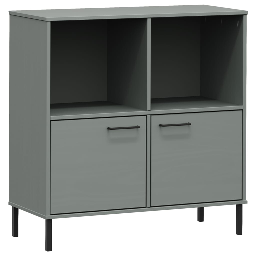 Bücherregal OSLO mit Metallbeinen Grau 90x35x90,5 cm Massivholz - Pazzar.ch