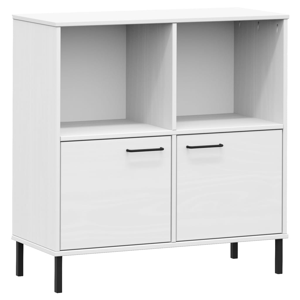 Bücherregal OSLO mit Metallbeinen Weiß 90x35x90,5 cm Massivholz - Pazzar.ch