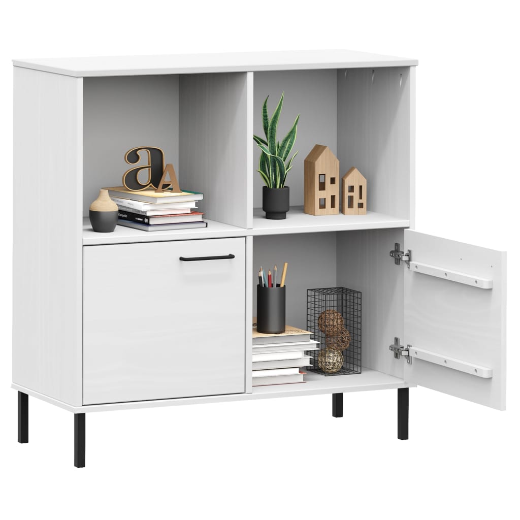 Bücherregal OSLO mit Metallbeinen Weiß 90x35x90,5 cm Massivholz - Pazzar.ch