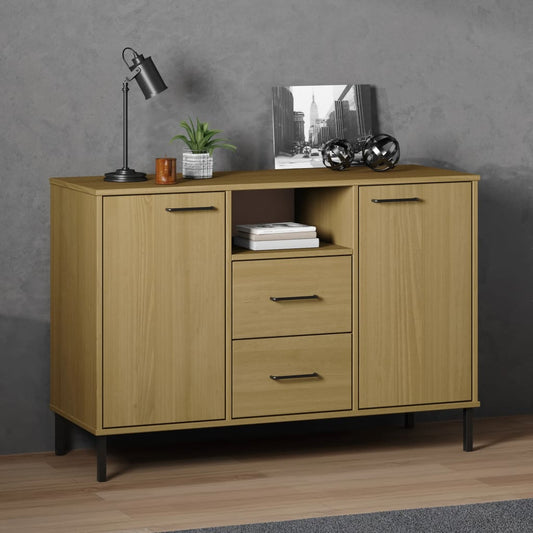 Sideboard OSLO mit Metallbeinen Braun 113x40x77 cm Massivholz - Pazzar.ch