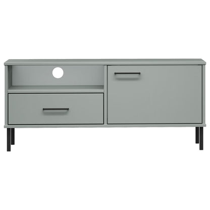 TV-Schrank OSLO mit Metallbeinen Grau Massivholz Kiefer - Pazzar.ch