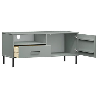 TV-Schrank OSLO mit Metallbeinen Grau Massivholz Kiefer - Pazzar.ch