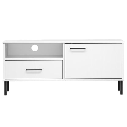 TV-Schrank OSLO mit Metallbeinen Weiß Massivholz Kiefer - Pazzar.ch
