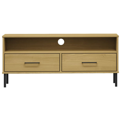 TV-Schrank OSLO mit Metallbeinen Braun Massivholz Kiefer - Pazzar.ch