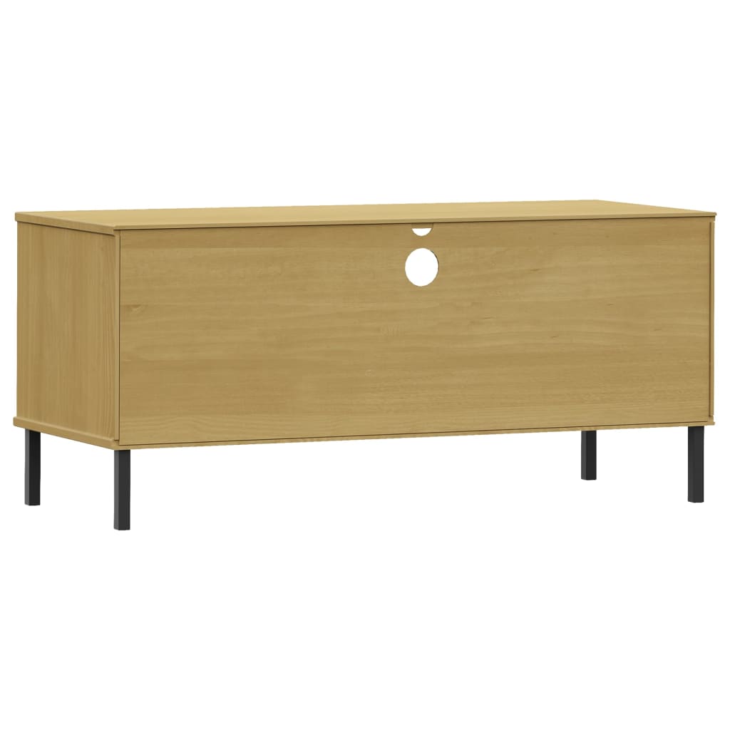 TV-Schrank OSLO mit Metallbeinen Braun Massivholz Kiefer - Pazzar.ch