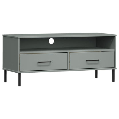 TV-Schrank OSLO mit Metallbeinen Grau Massivholz Kiefer - Pazzar.ch