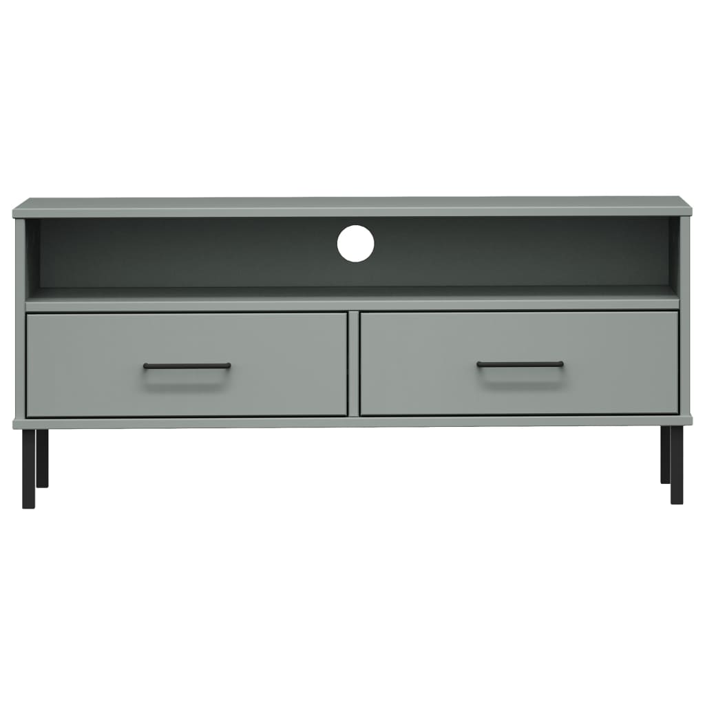 TV-Schrank OSLO mit Metallbeinen Grau Massivholz Kiefer - Pazzar.ch