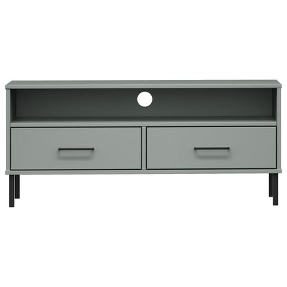 TV-Schrank OSLO mit Metallbeinen Grau Massivholz Kiefer - Pazzar.ch