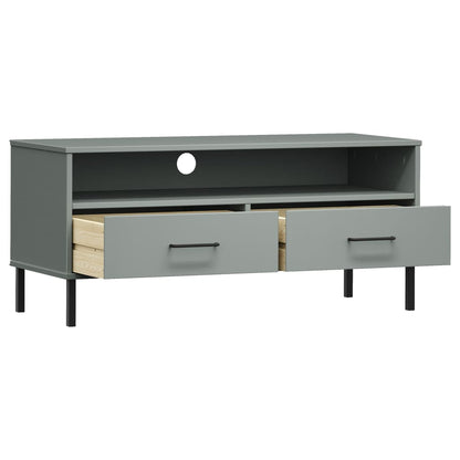 TV-Schrank OSLO mit Metallbeinen Grau Massivholz Kiefer - Pazzar.ch