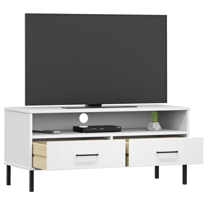 TV-Schrank OSLO mit Metallbeinen Weiß Massivholz Kiefer - Pazzar.ch