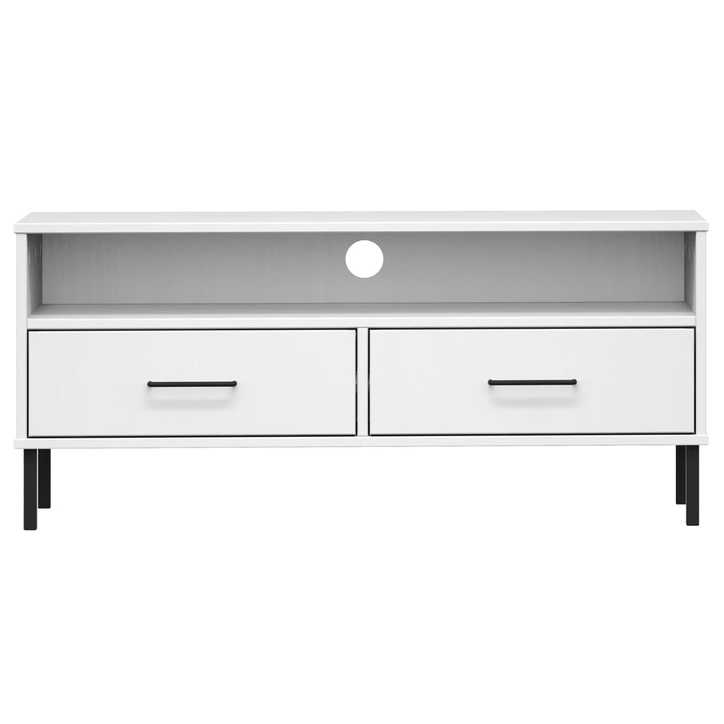 TV-Schrank OSLO mit Metallbeinen Weiß Massivholz Kiefer - Pazzar.ch