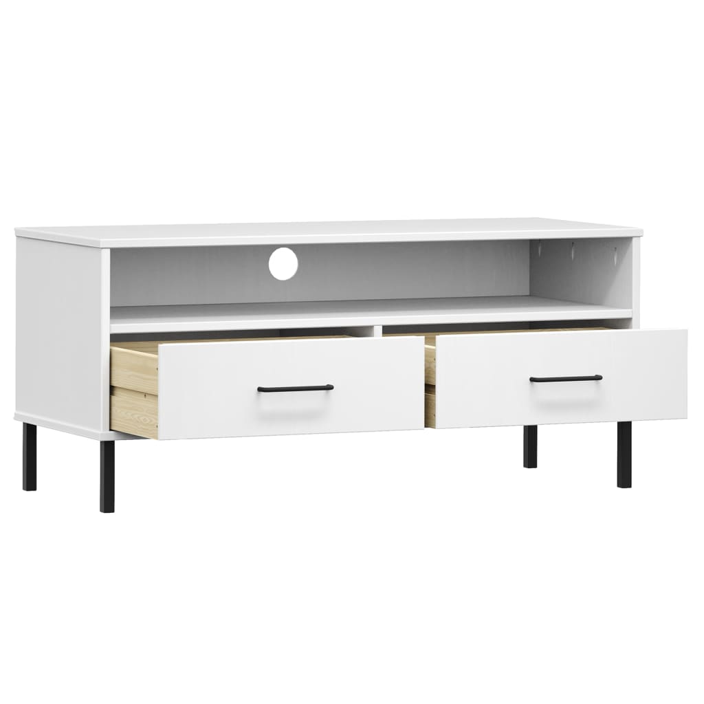 TV-Schrank OSLO mit Metallbeinen Weiß Massivholz Kiefer - Pazzar.ch