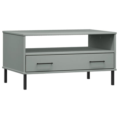 Couchtisch OSLO mit Metallbeinen Grau 85x50x45 cm Massivholz - Pazzar.ch