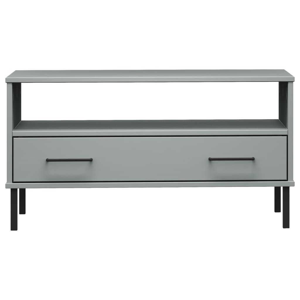 Couchtisch OSLO mit Metallbeinen Grau 85x50x45 cm Massivholz - Pazzar.ch