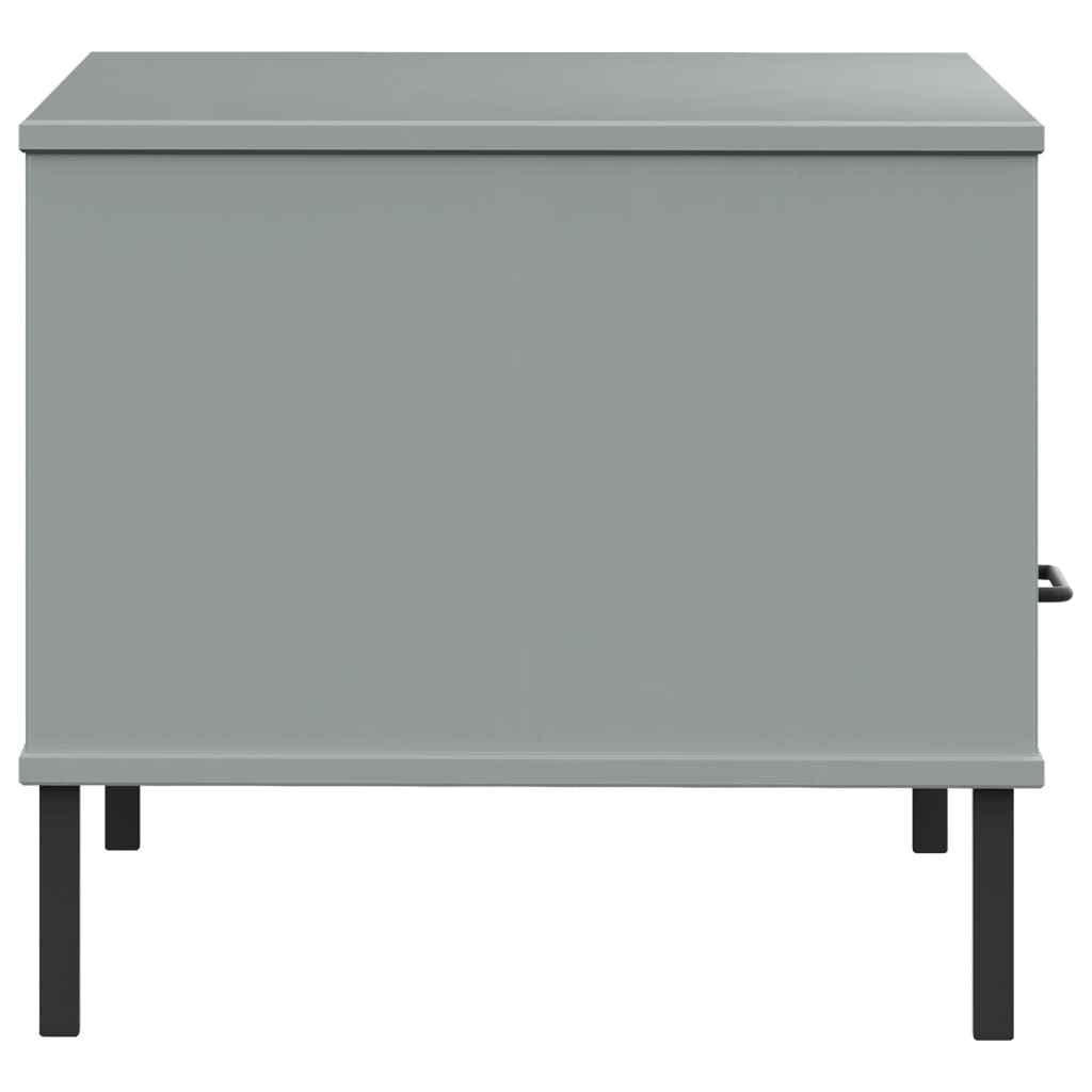 Couchtisch OSLO mit Metallbeinen Grau 85x50x45 cm Massivholz - Pazzar.ch