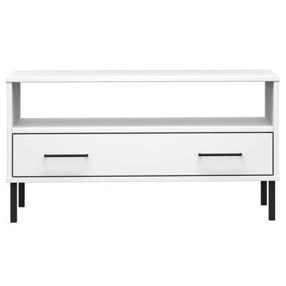 Couchtisch OSLO mit Metallbeinen Weiß 85x50x45 cm Massivholz - Pazzar.ch