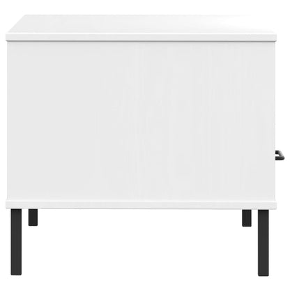 Couchtisch OSLO mit Metallbeinen Weiß 85x50x45 cm Massivholz - Pazzar.ch