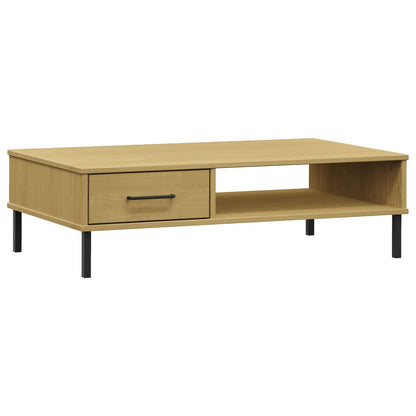 Couchtisch OSLO mit Metallbeinen Braun Massivholz Kiefer - Pazzar.ch