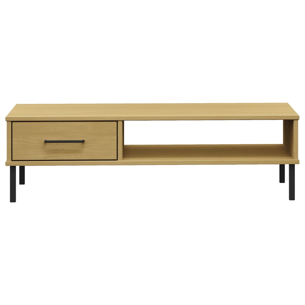 Couchtisch OSLO mit Metallbeinen Braun Massivholz Kiefer - Pazzar.ch