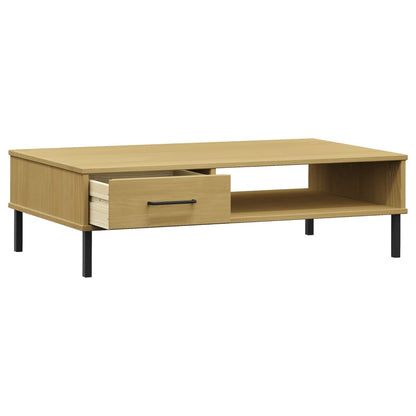 Couchtisch OSLO mit Metallbeinen Braun Massivholz Kiefer - Pazzar.ch