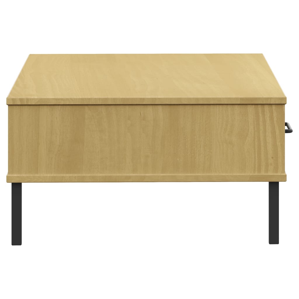 Couchtisch OSLO mit Metallbeinen Braun Massivholz Kiefer - Pazzar.ch