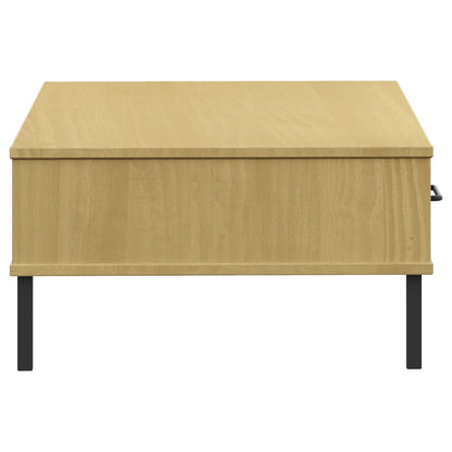 Couchtisch OSLO mit Metallbeinen Braun Massivholz Kiefer - Pazzar.ch