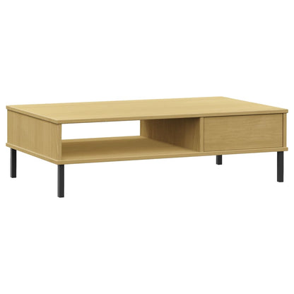 Couchtisch OSLO mit Metallbeinen Braun Massivholz Kiefer - Pazzar.ch