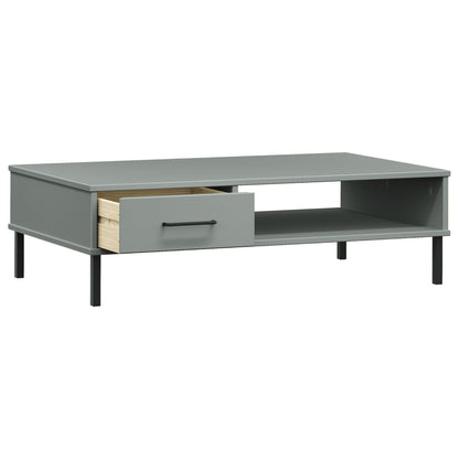 Couchtisch OSLO mit Metallbeinen Grau Massivholz Kiefer - Pazzar.ch