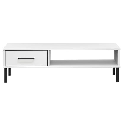 Couchtisch OSLO mit Metallbeinen Weiß Massivholz Kiefer - Pazzar.ch