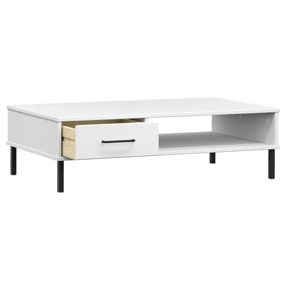Couchtisch OSLO mit Metallbeinen Weiß Massivholz Kiefer - Pazzar.ch