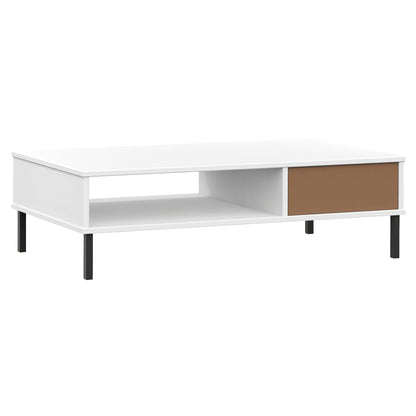 Couchtisch OSLO mit Metallbeinen Weiß Massivholz Kiefer - Pazzar.ch