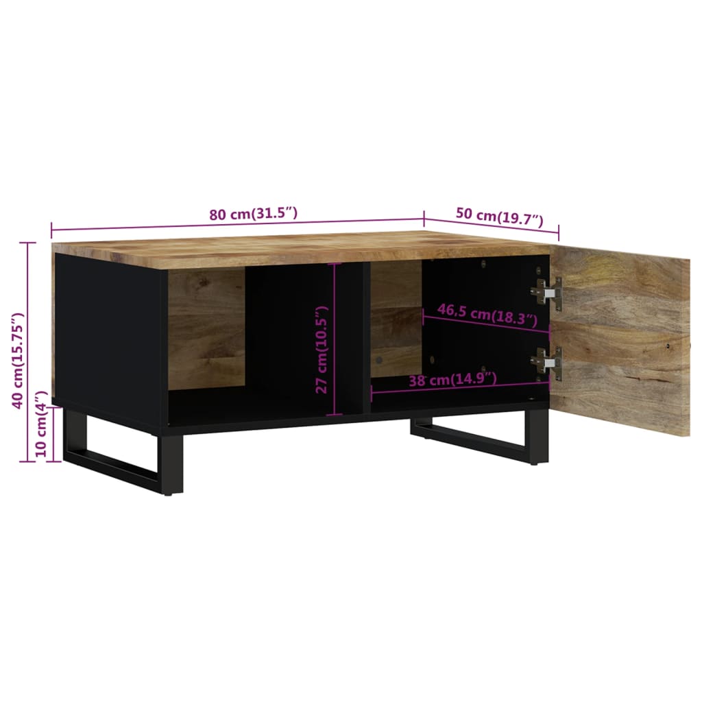 Couchtisch 80x50x40 cm Massivholz Mango & Holzwerkstoff - Pazzar.ch