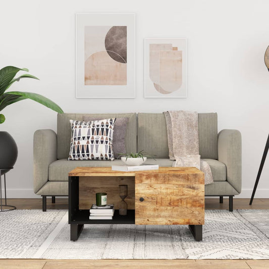 Couchtisch 80x50x40 cm Massivholz Mango & Holzwerkstoff - Pazzar.ch