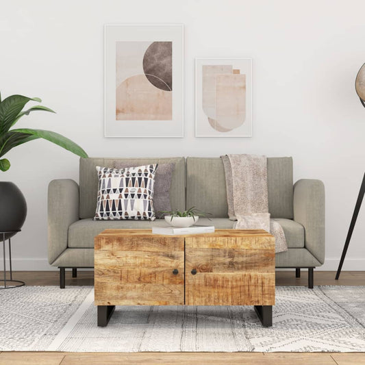 Couchtisch 80x50x40 cm Massivholz Mango & Holzwerkstoff - Pazzar.ch