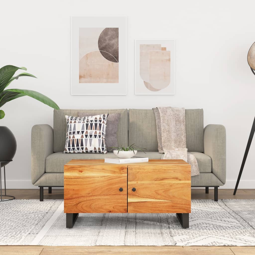 Couchtisch 80x50x40 cm Massivholz Akazie & Holzwerkstoff - Pazzar.ch