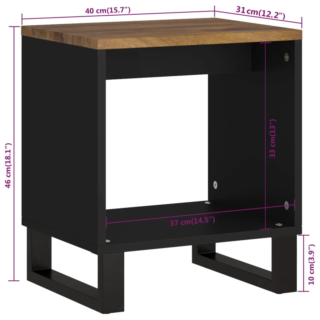 Couchtisch 40x31x46 cm Massivholz Mango & Holzwerkstoff - Pazzar.ch