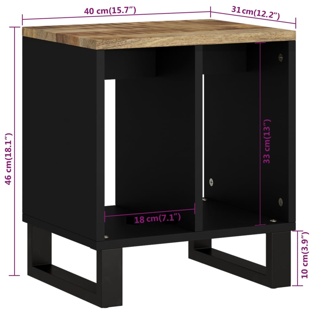 Beistelltisch 40x31x46 cm Massivholz Mango & Holzwerkstoff - Pazzar.ch