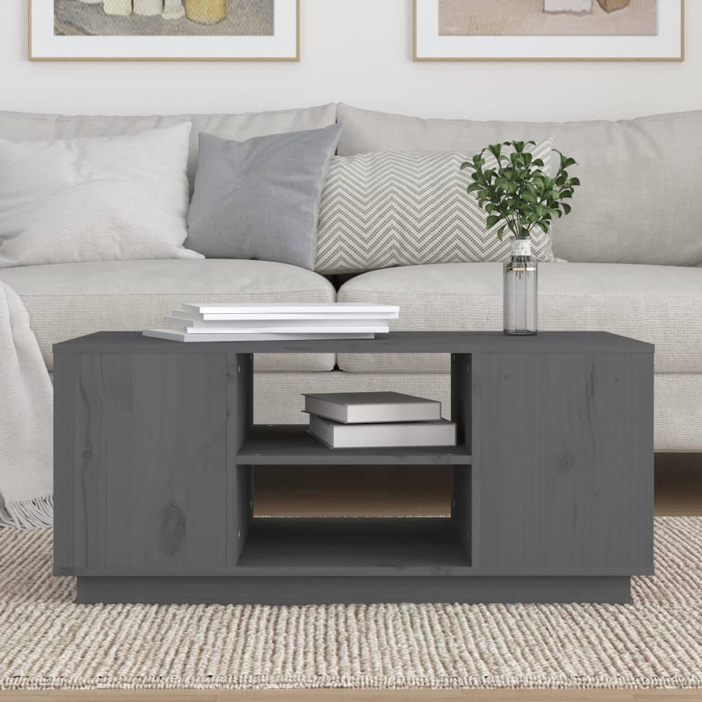 Couchtisch Grau 90x49x40,5 cm Massivholz Kiefer - Pazzar.ch