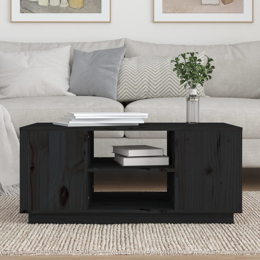 Couchtisch Schwarz 90x49x40,5 cm Massivholz Kiefer - Pazzar.ch
