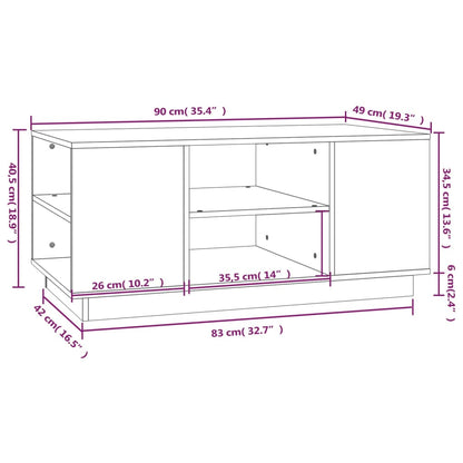 Couchtisch Schwarz 90x49x40,5 cm Massivholz Kiefer - Pazzar.ch