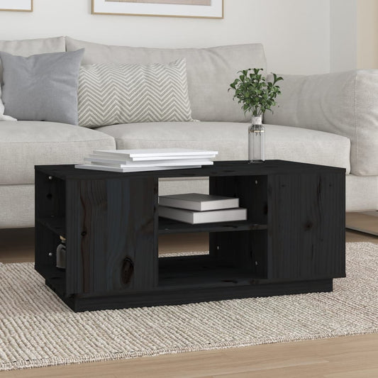 Couchtisch Schwarz 90x49x40,5 cm Massivholz Kiefer - Pazzar.ch