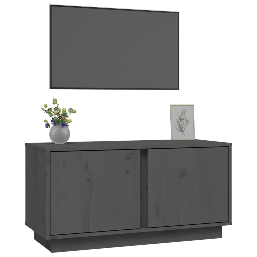 TV-Schrank Grau 80x35x40,5 cm Massivholz Kiefer - Pazzar.ch