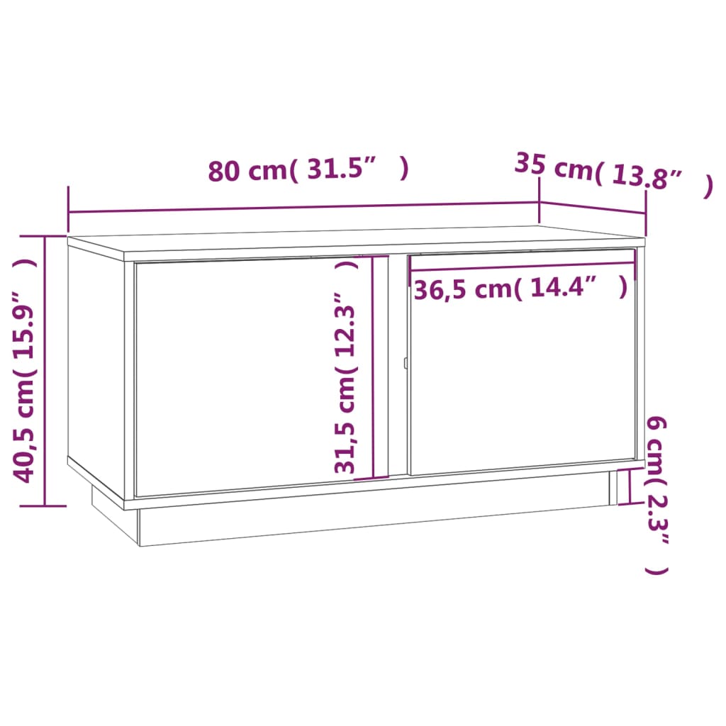TV-Schrank Grau 80x35x40,5 cm Massivholz Kiefer - Pazzar.ch