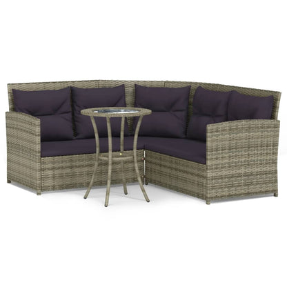 2-tlg. Sofagarnitur in L-Form mit Kissen Grau Poly Rattan - Pazzar.ch